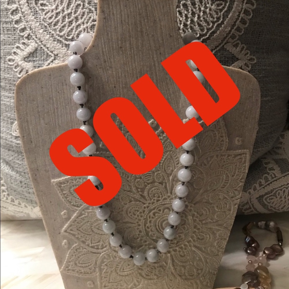 Blue/Gray Chalcedony Beaded Necklace  20”